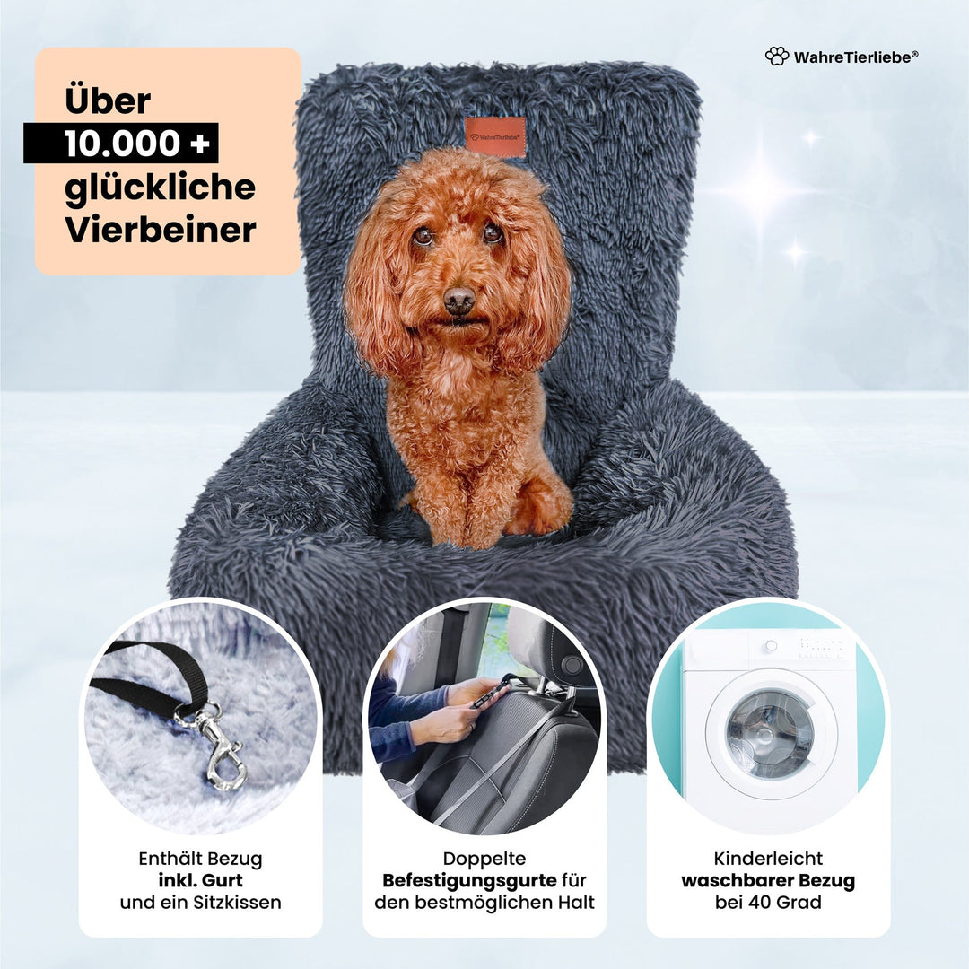Premium Autositz mit Gurt "Fluffy"