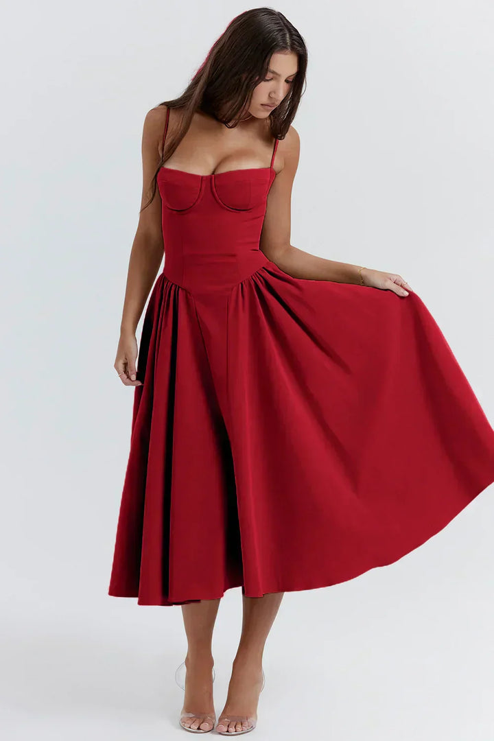 Liana - Ärmelloses Korsett-Midikleid