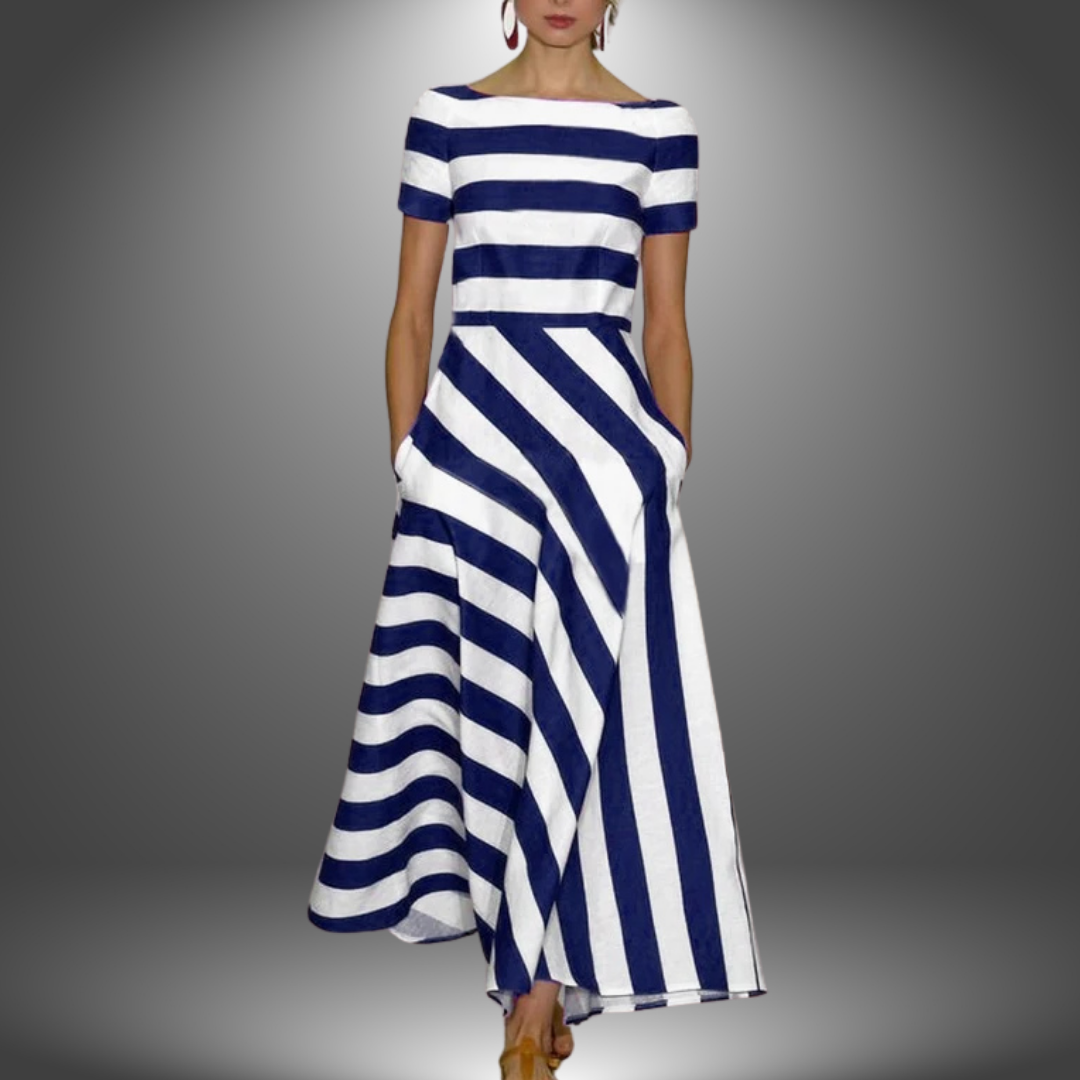 Nicole - Handgefertigtes Gestreiftes Kleid