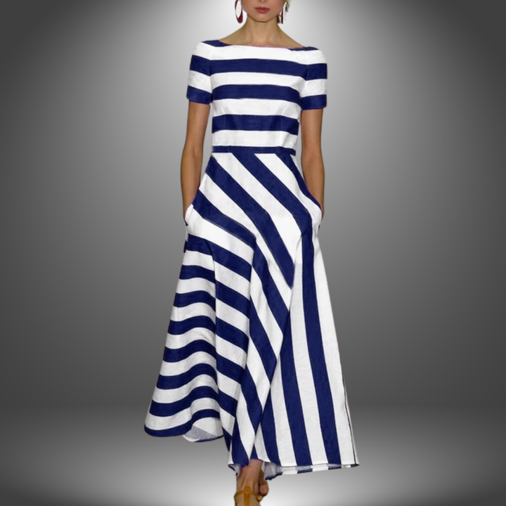 Nicole - Handgefertigtes Gestreiftes Kleid