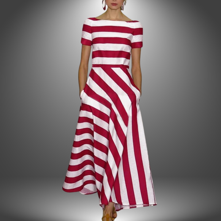 Nicole - Handgefertigtes Gestreiftes Kleid