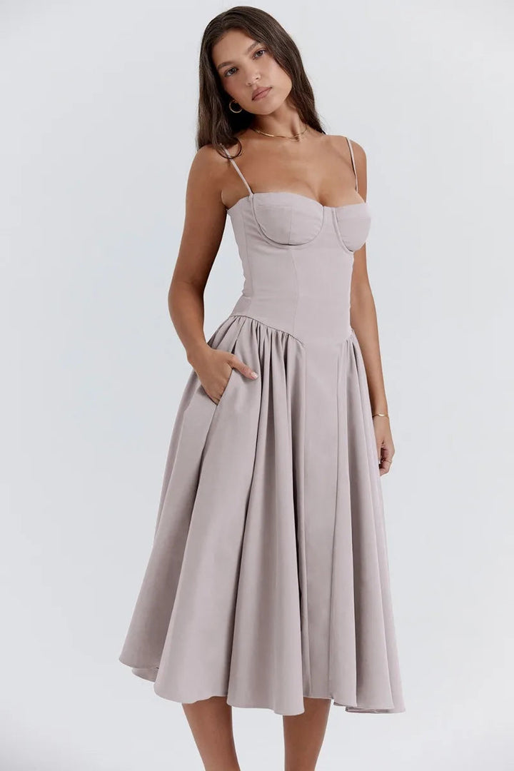 Liana - Ärmelloses Korsett-Midikleid