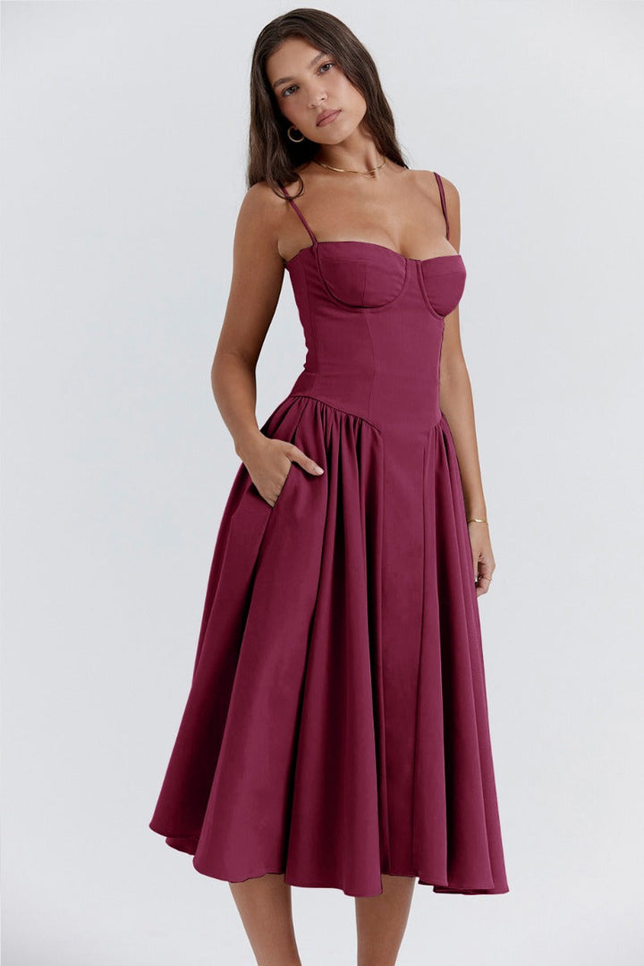 Liana - Ärmelloses Korsett-Midikleid