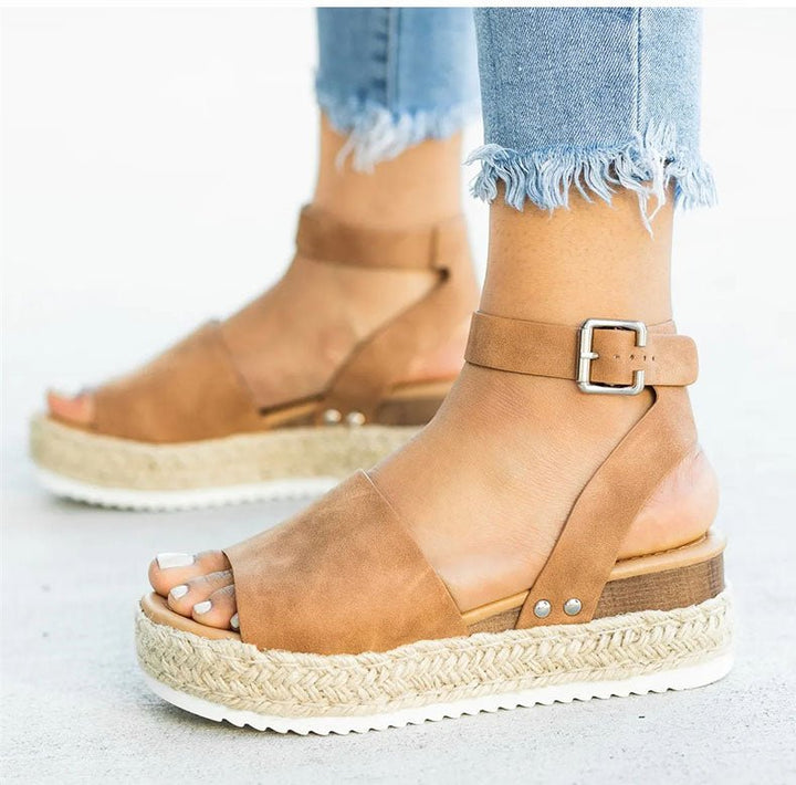 Damen Keil Plateau Sandalen | Offene Zehe